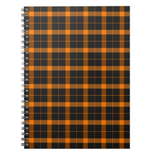 Cuaderno Halloween Tartan plaid. Patrón escocés en naranja