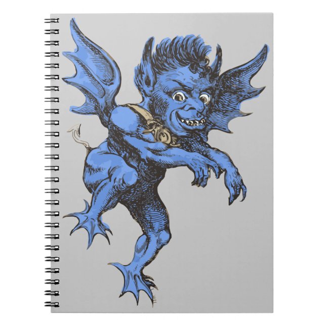 Cuaderno Halloween vintage, gárgola demonio maligno aterrad (Frente)