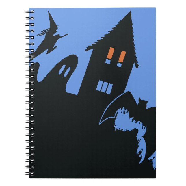 Cuaderno Halloween vintage, Scary Haunted House y Witch (Frente)