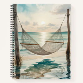 CUADERNO HAMACA EN ACRÉLICA SOLITARIA EN LA PLAYA