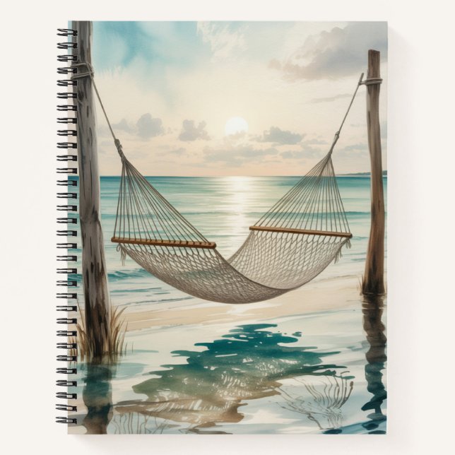 CUADERNO HAMACA EN ACRÉLICA SOLITARIA EN LA PLAYA (Anverso)