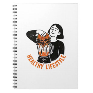 Cuaderno Hamburguesa divertida de estilo de vida saludable 