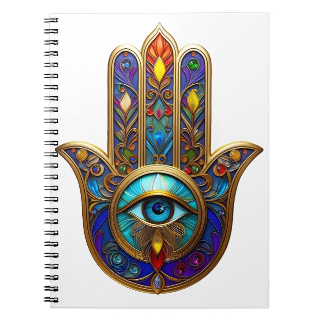 Cuaderno Hamsa Color Dorado Turquesa Zafiro Tercer Ojo (Frente)