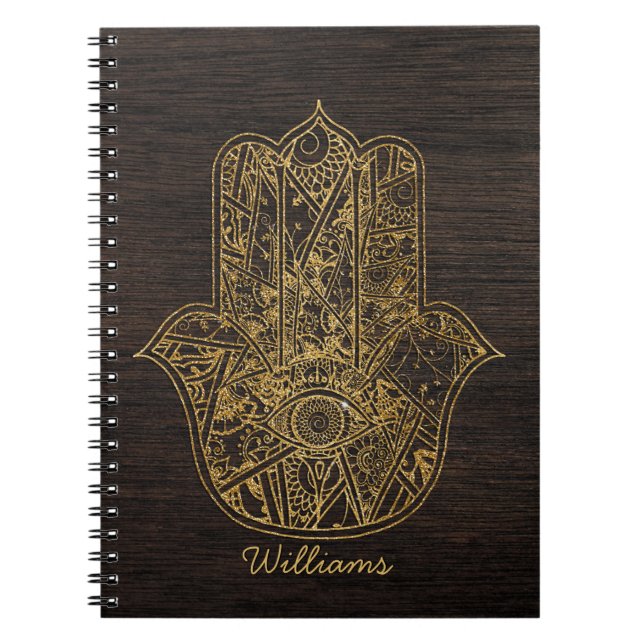 Cuaderno HAMSA Mano del diseño de amuleto de símbolo Fátima (Frente)