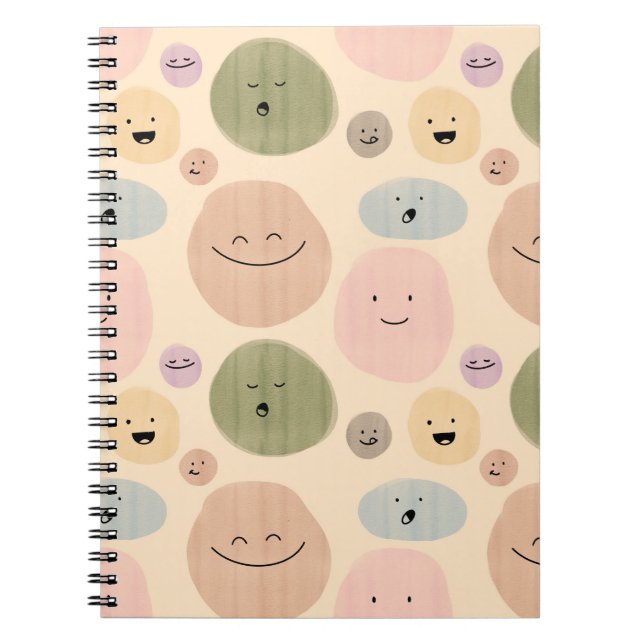 Cuaderno Hand-drawn Facial Expressions Seamless Pattern (Frente)