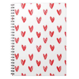 Cuaderno Hand Drawn Red Hearts Pattern – Minimal Valentine