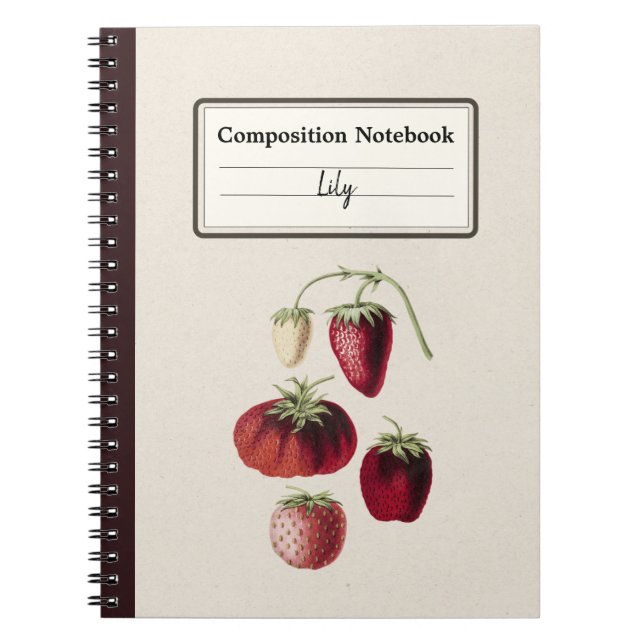 Cuaderno Hand Drawn Strawberries Personalized Composition N (Frente)