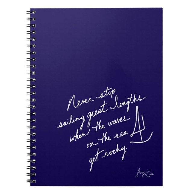 Cuaderno Hand-Scripted Never Stop Sailing Spiral Notebook (Frente)