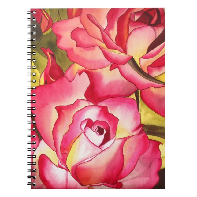 Cuaderno Hannah Gordon arte de la acuarela rosa rosa rosa (Frente)