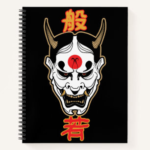 Cuaderno Hannya Demon Mask Diseño de camiseta japonesa pa