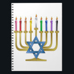 Cuaderno Hanukkah Candles Rainbow Gold Menorah<br><div class="desc">Está viendo la colección Lee Hiller Designs of Home and Office Decor, Apparel, Gifts and Collectibles. Los diseños incluyen la fotografía Lee Hiller y la colección de arte digital de medios mixtos. Puedes ver su fotografía de la naturaleza en http://HikeOurPlanet.com/ y seguir su blog de senderismo dentro del Parque Nacional...</div>
