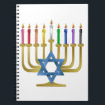 Cuaderno Hanukkah Candles Rainbow Gold Menorah<br><div class="desc">Está viendo la colección Lee Hiller Designs of Home and Office Decor, Apparel, Gifts and Collectibles. Los diseños incluyen la fotografía Lee Hiller y la colección de arte digital de medios mixtos. Puedes ver su fotografía de la naturaleza en http://HikeOurPlanet.com/ y seguir su blog de senderismo dentro del Parque Nacional...</div>