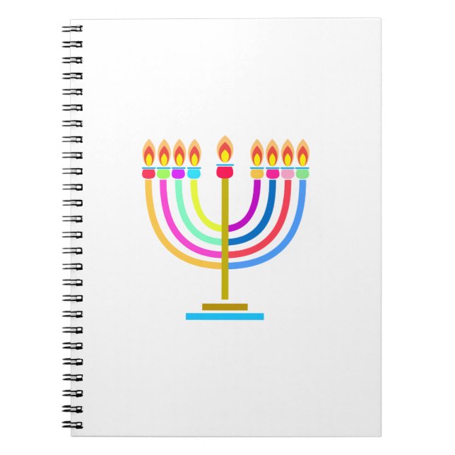 Cuaderno Hanukkah Menorah Luces Símbolo de vacaciones (Frente)