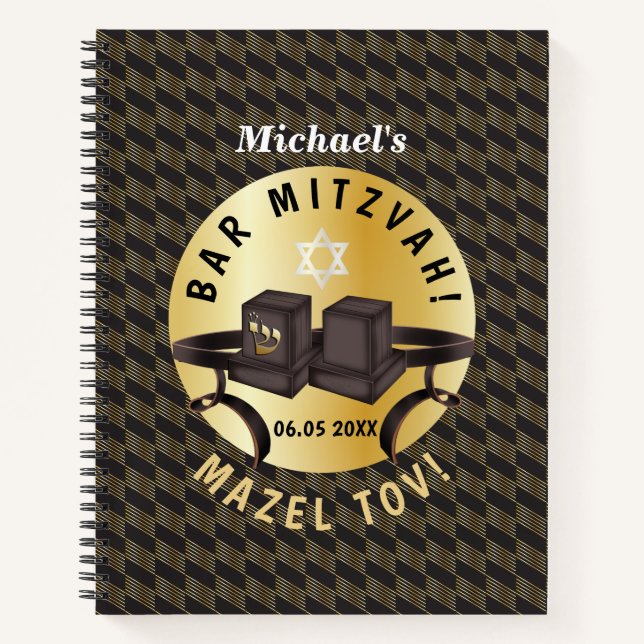 Cuaderno Happy Bar Mitzvah 20XX Gold Gracias (Anverso)