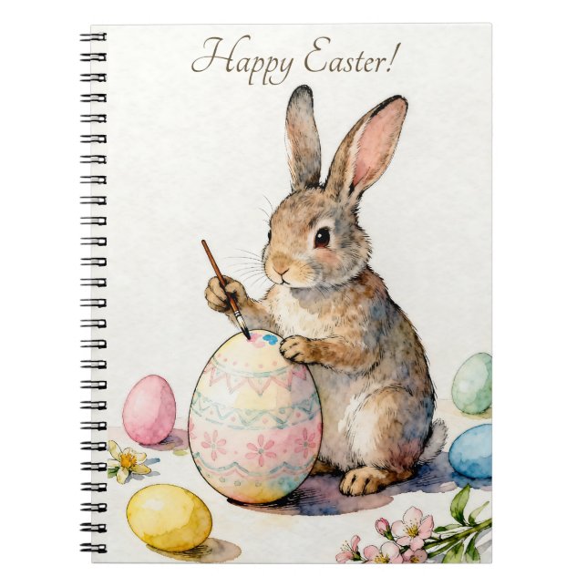 Cuaderno Happy Easter Vintage Bunny Painting an Egg (Frente)