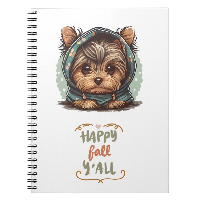 Cuaderno Happy Fall Y'all Yorkshire Terrier Otumn Hoodie (Frente)
