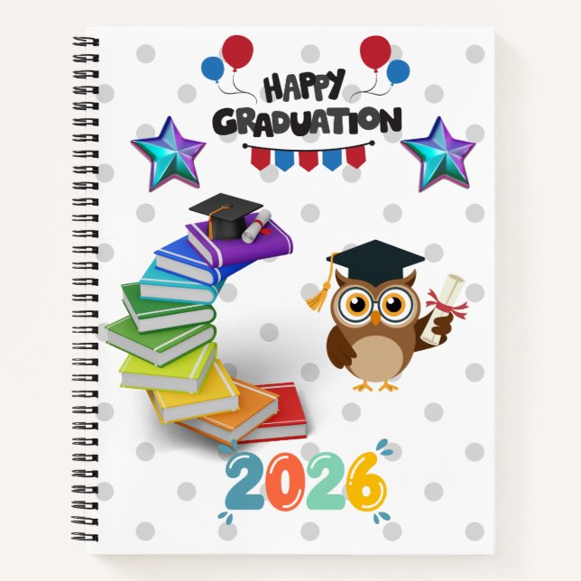 Cuaderno Happy Graduation 2026 - Cute Owl & Books  (Anverso)