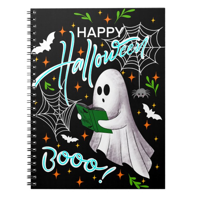 Cuaderno Happy Halloween reading ghost (Frente)