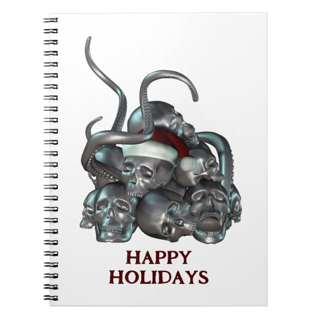 Cuaderno Happy Holidays. Skull pile and tentacles (Frente)
