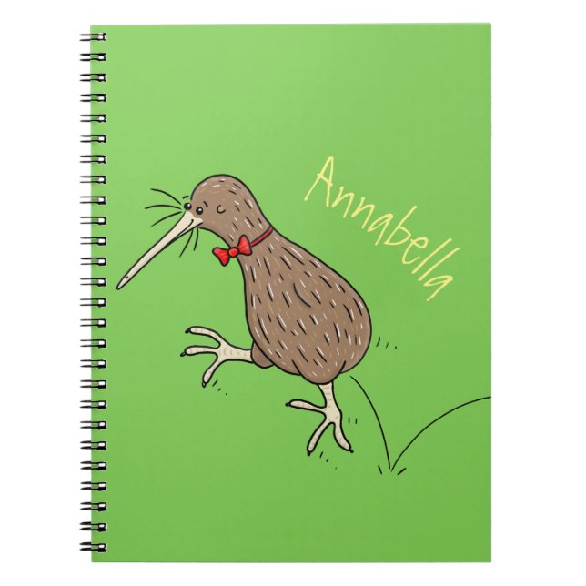 Cuaderno Happy jumping kiwi with bow tie cartoon design (Frente)