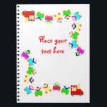 Cuaderno Happy Kids Train<br><div class="desc">Train full of happy children. Large copy space. Perfect as greeting card or invitation to parties and birthdays. Happiness,  friendship,  joy concept.</div>