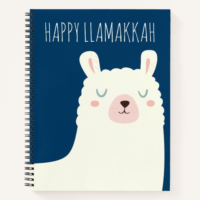 Cuaderno Happy Llamakkah Blue Hanukkah Llama Cute (Anverso)