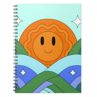 Cuaderno Happy Retro Sun Over Rolling Hills