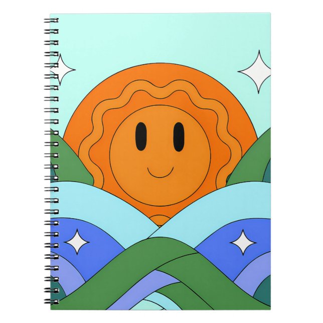 Cuaderno Happy Retro Sun Over Rolling Hills (Frente)