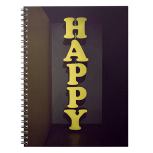 Cuaderno #Happy Rótulo Imagen tipográfica Feliz texto de te