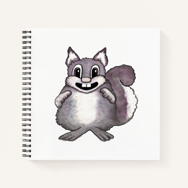 Cuaderno Happy Squirrel Cartoon Drawing  (Anverso)