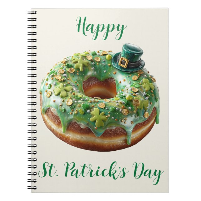 Cuaderno Happy St. Patrick’s Day Donut with Leprechaun Hat (Frente)