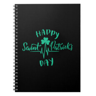 Cuaderno Happy St Patricks Day Hearbeat pulse Shamrock