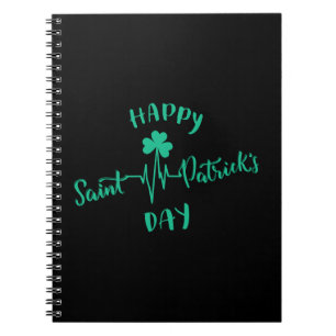 Cuaderno Happy St Patricks Day Hearbeat pulse Shamrock