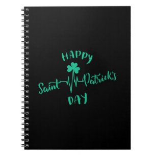 Cuaderno Happy St Patricks Day Hearbeat pulse Shamrock