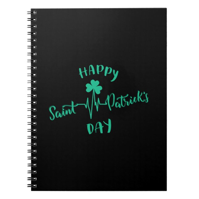 Cuaderno Happy St Patricks Day Hearbeat pulse Shamrock (Frente)