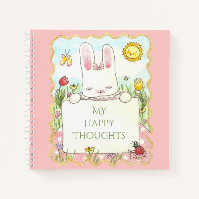 Cuaderno Happy Thoughts Bunny Spiral Notebook (Anverso)