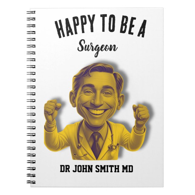 Cuaderno happy to be a surgeon doctor MD yellow (Frente)