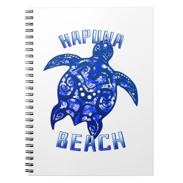 Cuaderno Hapuna Beach Hawaii Vacaciones Tortuga Tribal (Frente)