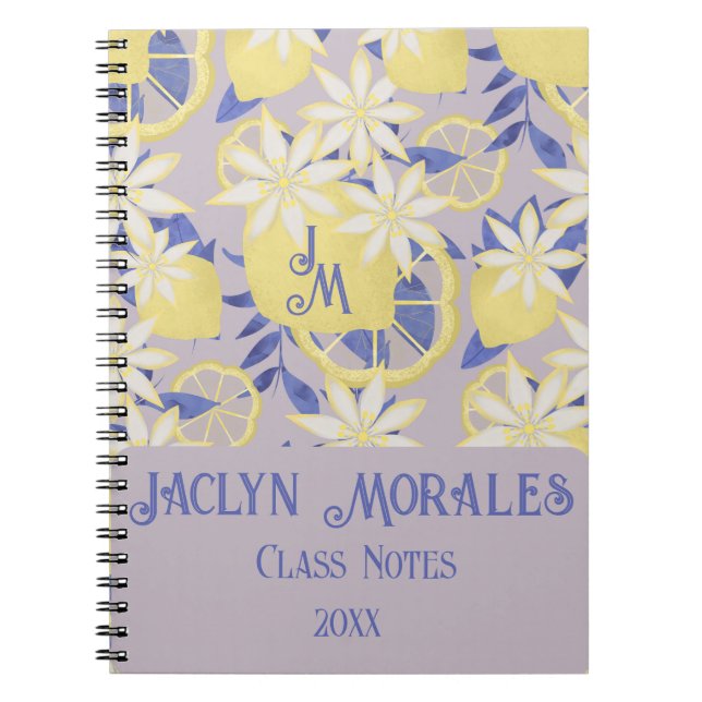 Cuaderno Harina de agua de verano Lavender Lemon Floral (Frente)