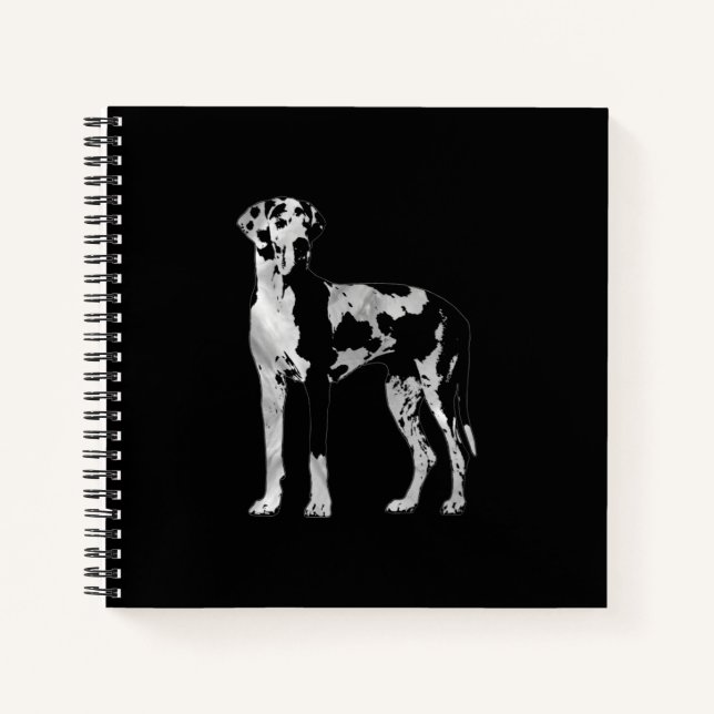 Cuaderno Harlequin Great Dane - perla y plata (Anverso)