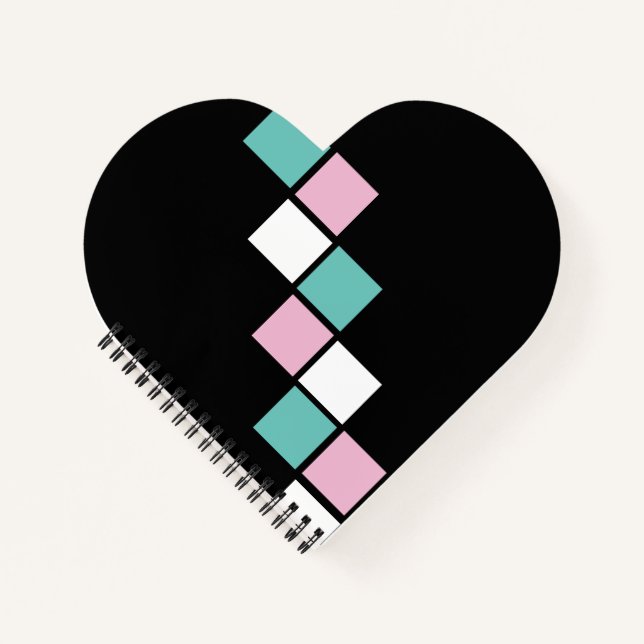 Cuaderno Harlequin Heart (Negro, Aqua y Rosa) (Anverso)