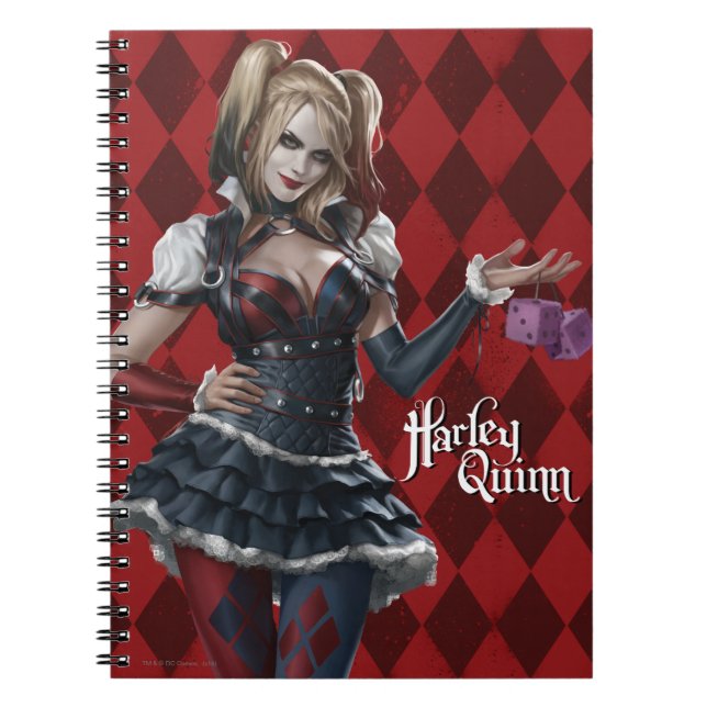 Cuaderno Harley Quinn con dados difusos (Frente)