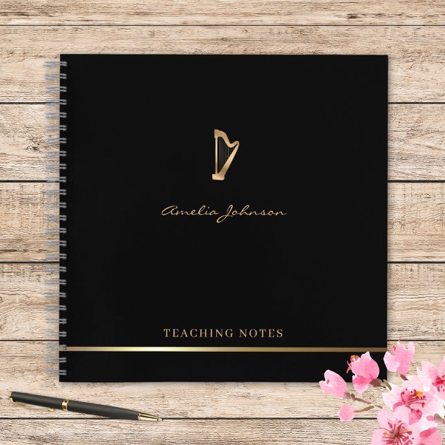 Cuaderno Harp Teacher guión estilo Música Gold Black (Subido por el creador)