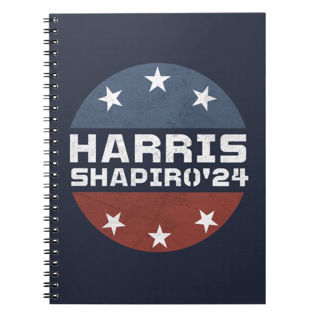 Cuaderno Harris Shapiro 2024 Azul rojo vintage (Frente)