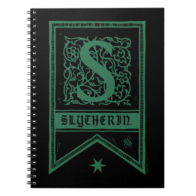 Cuaderno Harry Potter | Banner de Monograma de Slytherin (Frente)