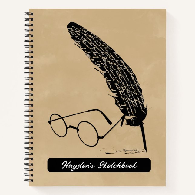 Cuaderno Harry Potter | Dibujo de gafas y pluma (Anverso)