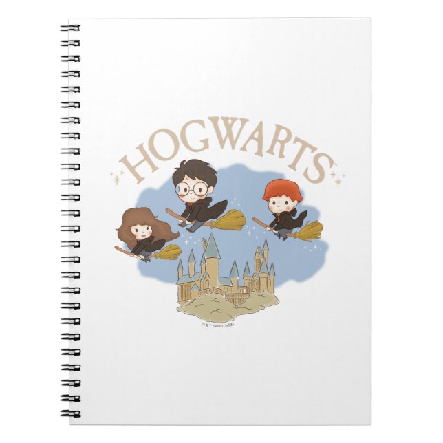 Cuaderno HARRY POTTER™, Hermione, & Ron sobrevuelan HOGWART (Frente)