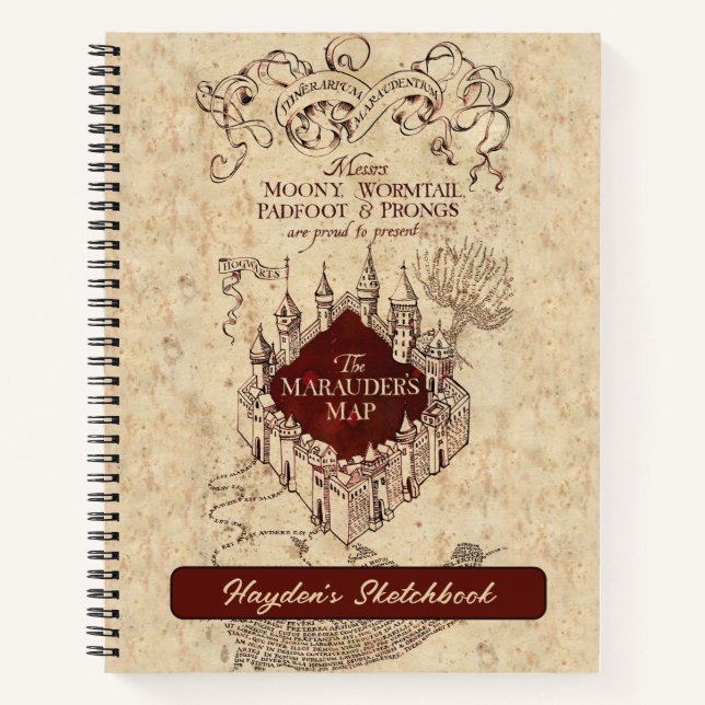 Cuaderno Harry Potter Spell | Dibujo de mapas de Marauder (Anverso)