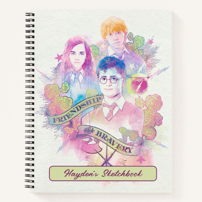 Cuaderno Harry Potter Spell | Harry, Hermione y Ron Sketch (Anverso)