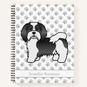 Cuaderno Havanés blanco y negro Perro de dibujos animados l